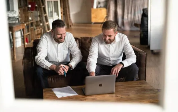 Christian and Sebastian discussing workflow results